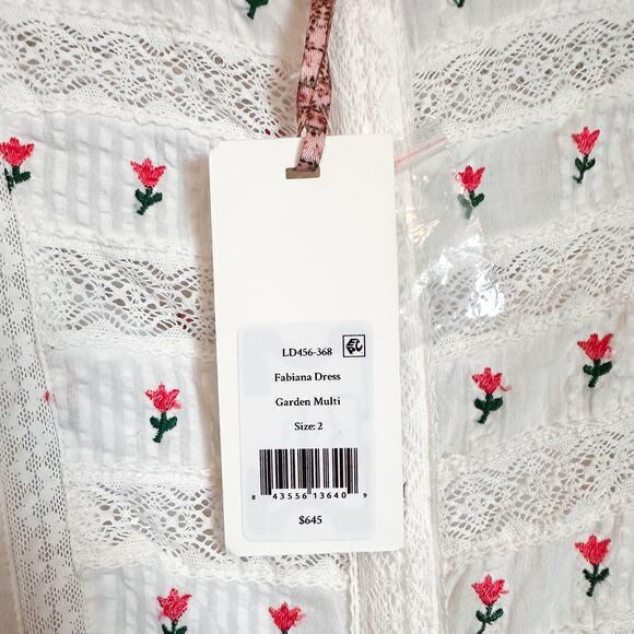NWT LOVESHACKFANCY White Lace Floral Garden Fabiana Maxi Dress Sz. 2 - Picture 8 of 14